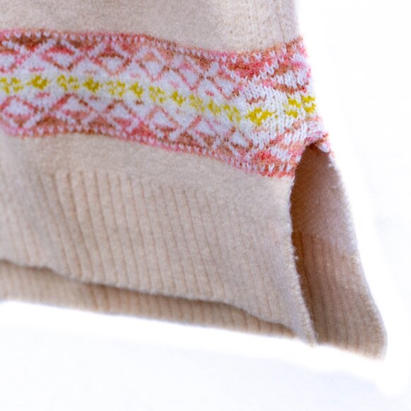 Anthropologie Aimee Alpaca Pom Pom Sweater XS Blush Pink Peach Slouchy Nordic - Picture 4 of 11